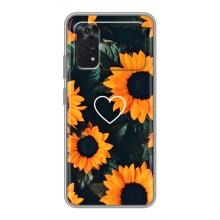 Чехлы с картинкой Подсолнухов для Поко М4 про (4G) – Сердечко в подсолнухах