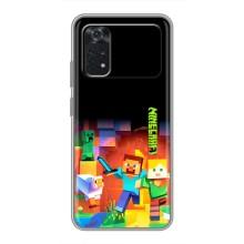 Чехлы для Xiaomi POCO M4 Pro 4G (Персонажи Майн Крафт) (Герой Майнкрафт)