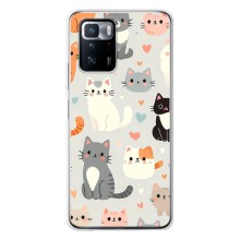 Чехол с рисунком кот на Xiaomi POCO X3 GT (Коллаж котов)