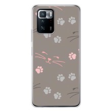 Чехол с рисунком кот на Xiaomi POCO X3 GT (Лапы и усы)