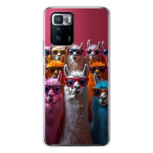 Чехол с принтом стильные животные для Поко X3 GT (Ламы в очках)