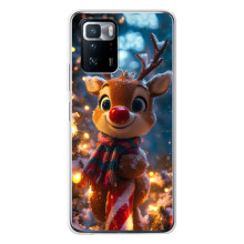 Яркий чехол для Xiaomi POCO X3 GT с Зимними Оленятами – Олень в шарфе