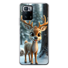 Яркий чехол для Xiaomi POCO X3 GT с Зимними Оленятами – Оленёнок в лесу