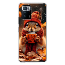 Печатный чехол «Зверята с кофе» для Xiaomi POCO X3 GT – Белка с кофе