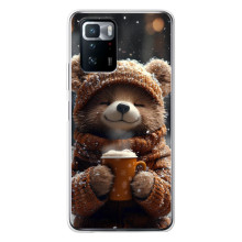Печатный чехол «Зверята с кофе» для Xiaomi POCO X3 GT – Мишка с кофе