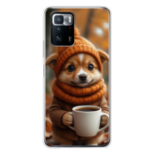 Печатный чехол «Зверята с кофе» для Xiaomi POCO X3 GT – Песик с кофе