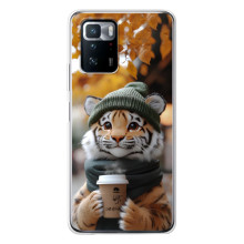 Печатный чехол «Зверята с кофе» для Xiaomi POCO X3 GT – Тигр с кофе