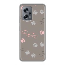 Чехол с рисунком кот на Xiaomi POCO X4 GT (Лапы и усы)
