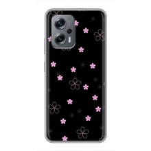 Чохол з розовим принтом для Xiaomi POCO X4 GT (Рожеві квіти на чорному)