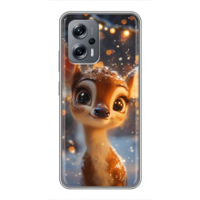 Яркий чехол для Xiaomi POCO X4 GT с Зимними Оленятами – Оленёнок среди гирлянд
