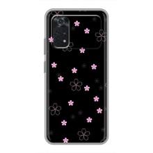 Чехол с розовым рисунком для Xiaomi POCO X4 Pro 5G – Розовые цветы на черном
