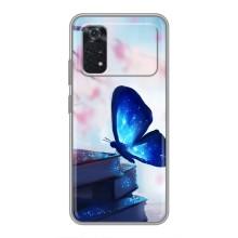 Силиконовый бампер с картинкой животных для Xiaomi POCO X4 Pro 5G (Бабочка синяя)