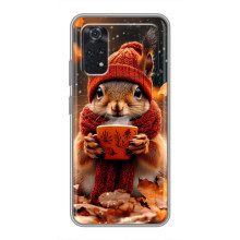 Печатный чехол «Зверята с кофе» для Xiaomi POCO X4 Pro 5G – Белка с кофе