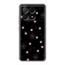 Чехол с розовым рисунком для Xiaomi POCO X6 Pro (5G) – Розовые цветы на черном