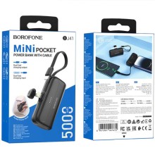 Портативное ЗУ Power Bank BOROFONE BJ41 Pocket with cable 5000 mAh – Black