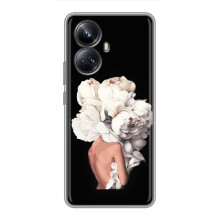 Чехлы (ART) Цветы на Realme 10 Pro Plus (VPrint) (Белые цветы)