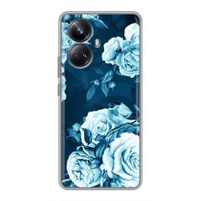 Чехлы (ART) Цветы на Realme 10 Pro Plus (VPrint) (Голубые Бутоны)