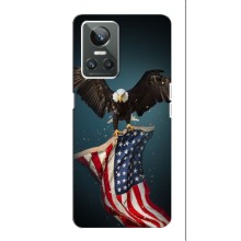 Чехол Флаг USA для Realme 10 Pro Plus (Орел и флаг)
