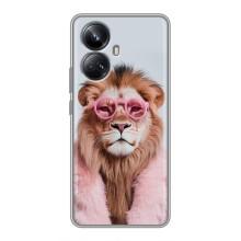 Чохол з принтом стильні тварини для RealMe 10 Pro Плюс (Лев в окулярах)