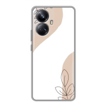 Силиконовый чехол с принтом в цветах на Realme 10 Pro Plus – Нюдовый дизайн