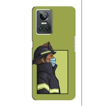 Силиконовый бампер (Работники) на Realme 10 Pro Plus – Пожарник