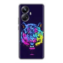 Силиконовый бампер с картинкой животных для Realme 10 Pro Plus (Тигр-Арт)