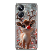 Яркий чехол для Realme 10 Pro Plus с Зимними Оленятами