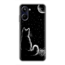 Чохол з принтом для Realme 10 (AlphaPrint) Модні коти (Котик і місяць)