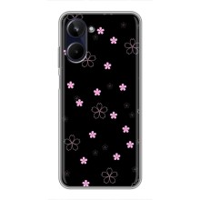 Чохол з розовим принтом для Realme 10 (Рожеві квіти на чорному)