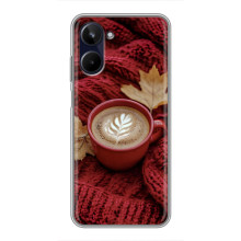 Чехол с уникальным дизайном «Осень с кофе» для Realme 10 – Кофе на пледе
