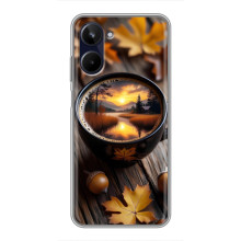 Чехол с уникальным дизайном «Осень с кофе» для Realme 10 – Тёмный кофе