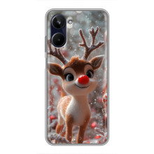 Яркий чехол для Realme 10 с Зимними Оленятами