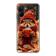 Печатный чехол «Зверята с кофе» для Realme 10 – Белка с кофе
