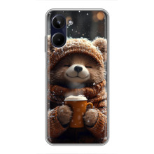 Печатный чехол «Зверята с кофе» для Realme 10 – Мишка с кофе