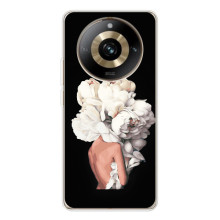 Чехлы (ART) Цветы на Realme 11 Pro 5G (VPrint) (Белые цветы)