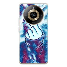 Чехол с принтом для Realme 11 Pro 5G (AlphaPrint - Знак сердечка) (Радужное сердце)