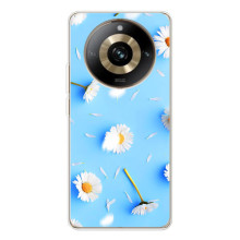 Чехол с Цветами для Realme 11 Pro 5G – ромашки на голубом