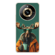 Чехол с принтом стильные животные для 11 Про 5Джи – Лось с кофе