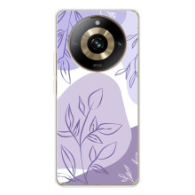 Силиконовый чехол с принтом в цветах на Realme 11 Pro 5G – Фиолетовый дизайн