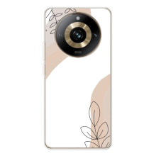 Силиконовый чехол с принтом в цветах на Realme 11 Pro 5G – Нюдовый дизайн