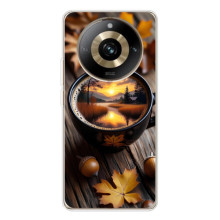 Чехол с уникальным дизайном «Осень с кофе» для Realme 11 Pro 5G – Тёмный кофе