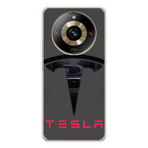 Силиконовый бампер с картинкой машины на Realme 11 Pro 5G (Logo TESLA)