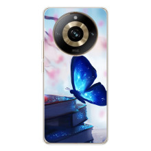 Силиконовый бампер с картинкой животных для Realme 11 Pro 5G (Бабочка синяя)