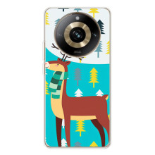 Силиконовый бампер с картинкой животных для Realme 11 Pro 5G (Олень с шарфом)