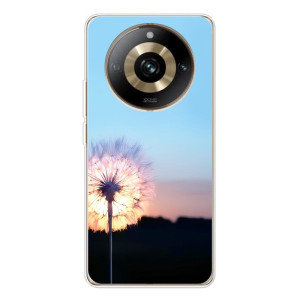 Силиконовый Чехол с одуванчиками на Realme 11 Pro 5G – Закат с одуванчиком
