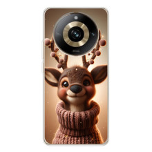 Яркий чехол для Realme 11 Pro 5G с Зимними Оленятами – Олень в свитере