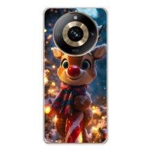 Яркий чехол для Realme 11 Pro 5G с Зимними Оленятами – Олень в шарфе