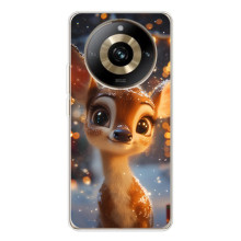 Яркий чехол для Realme 11 Pro 5G с Зимними Оленятами – Оленёнок среди гирлянд