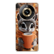 Печатный чехол «Зверята с кофе» для Realme 11 Pro 5G