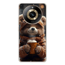 Печатный чехол «Зверята с кофе» для Realme 11 Pro 5G – Мишка с кофе